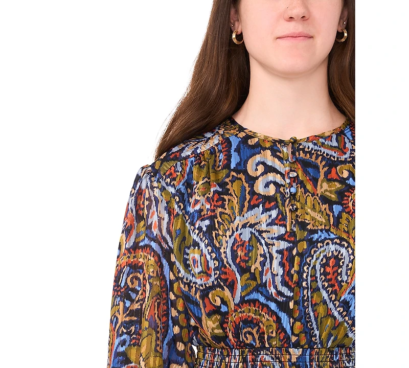 Msk Petite Tie-Sleeve Tiered Maxi Dress