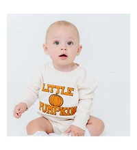 Sweet Wink Baby Girl and Boy Little Pumpkin Patch Long Sleeve Romper