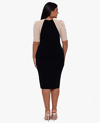 Xscape Plus Short Sleeve Sheath Dress