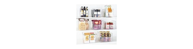 mDesign Kitchen Plastic Storage Organizer Bin with Open Front - Pack - Clear
