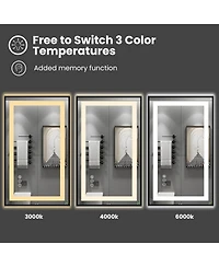 Amorho Led Bathroom Mirror, 84" x 32" Led Bathroom Mirror with Black Frame, Front Light and Backlit, Stepless Dimmable, Anti-Fog, Shatter-Pr