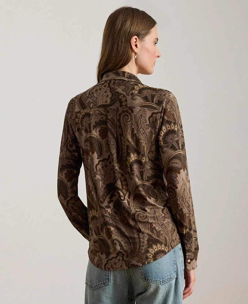 Lauren Ralph Women's Paisley Print Long Sleeve Top