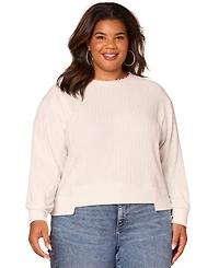 Democracy Plus Long Sleeve Crewneck Mixed Media Top