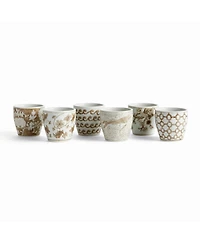 Napa Home & Garden Province Mini Flower Pots, Set of 6 - Brown & White Ceramic