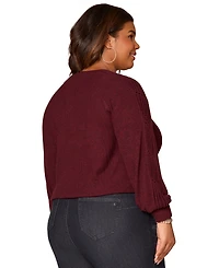 Democracy Plus Size Long Sleeve Cased Hem Knit Top