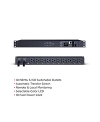 CyberPower PDU44001 10-Outlet 1U Rackmount Switched Ats Power Distribution Unit