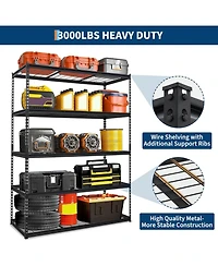 gaomon Garage Shelving, 5-Tier Heavy Duty Garage Shelving, 60" L x 24" W x 78" H Storage Shelves Adjustable Height, Metal Shelves for Kitchen Pantry B