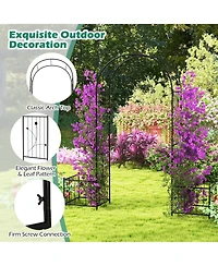 Gymax 86'' Arch Trellis for Climbing Plants w/ Planter Boxes Roses Vines for Wedding