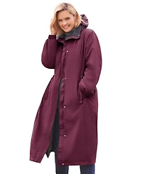 Woman Within Plus Long Hooded Taslon Jacket