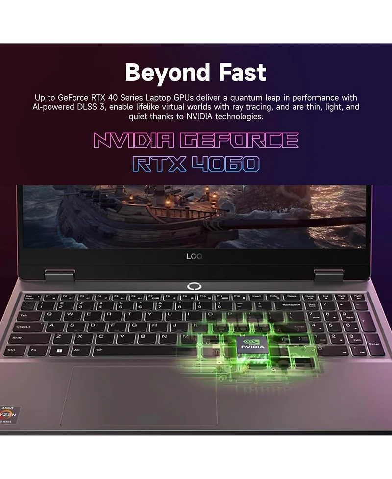 Lenovo Loq 15.6" Gaming Traditional Laptop Amd Ryzen 7 8845HS 16GB Ram Nvidia GeForce Rtx 4060 1TB Ssd Storage Windows 11 Home Fhd 144Hz - Grey