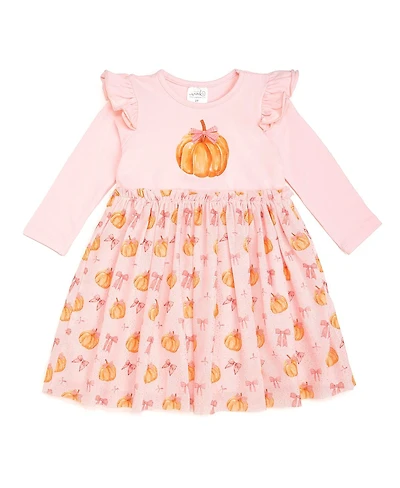 Sweet Wink Toddler Girls Coquette Pumpkin Long Sleeve Tutu Dress
