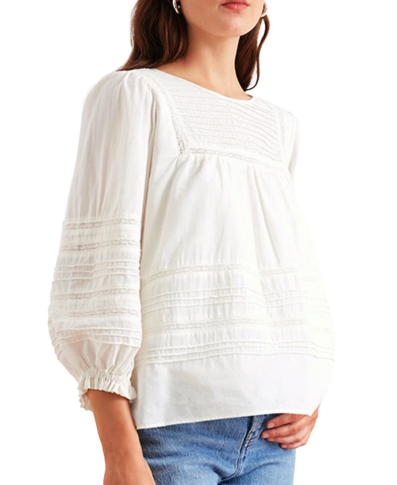 Paneros Clothing Women's Cotton Dawn Blouse with lace Off White