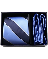Ben Sherman Men's 2-Piece Stripe Tie and Solid Pocket Square Half Box Set