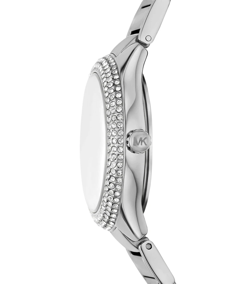 Michael Kors Women's Sylvia Three-Hand Silver-Tone Stainless Steel Watch, 33mm