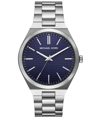Michael Kors Men's Lennox Three-Hand Silver-Tone Stainless Steel Watch, 43mm
