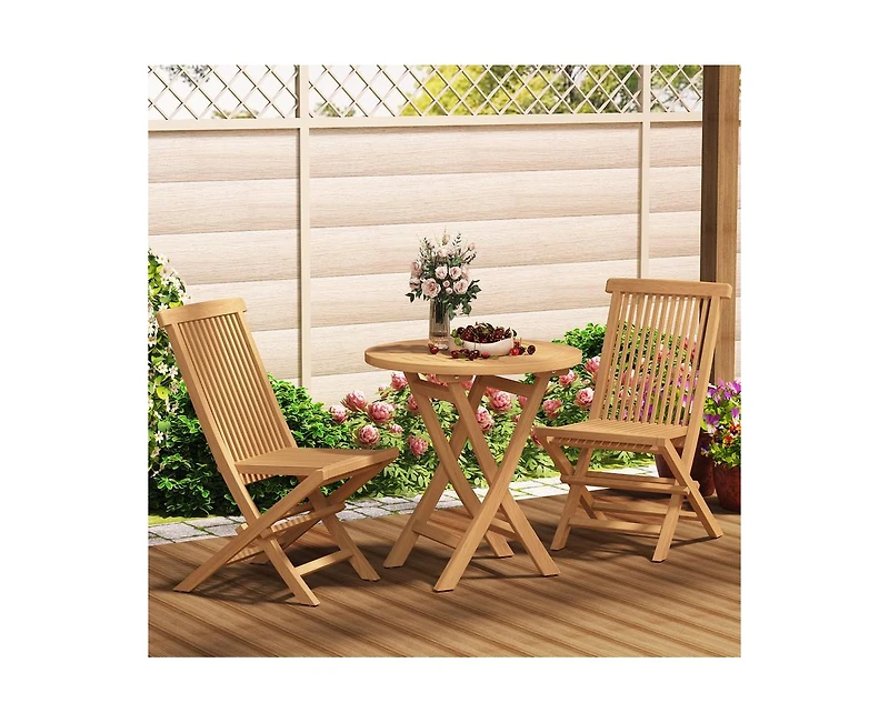 Decksplore Outdoor teak folding three-piece set