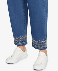 Alfred Dunner Plus Sunset Canyon Super Stretch Geometric Denim Ankle Pants