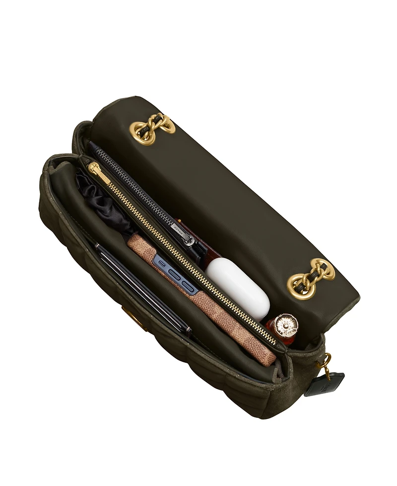 Coach Quilted Tabby Medium Suede Shoulder Bag 26