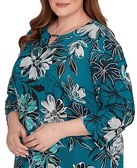 Alfred Dunner Plus Lake Champlain Floral Printed Beaded Neck Top