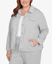 Alfred Dunner Plus Casual Vibe Shimmer Collared Button Jacket