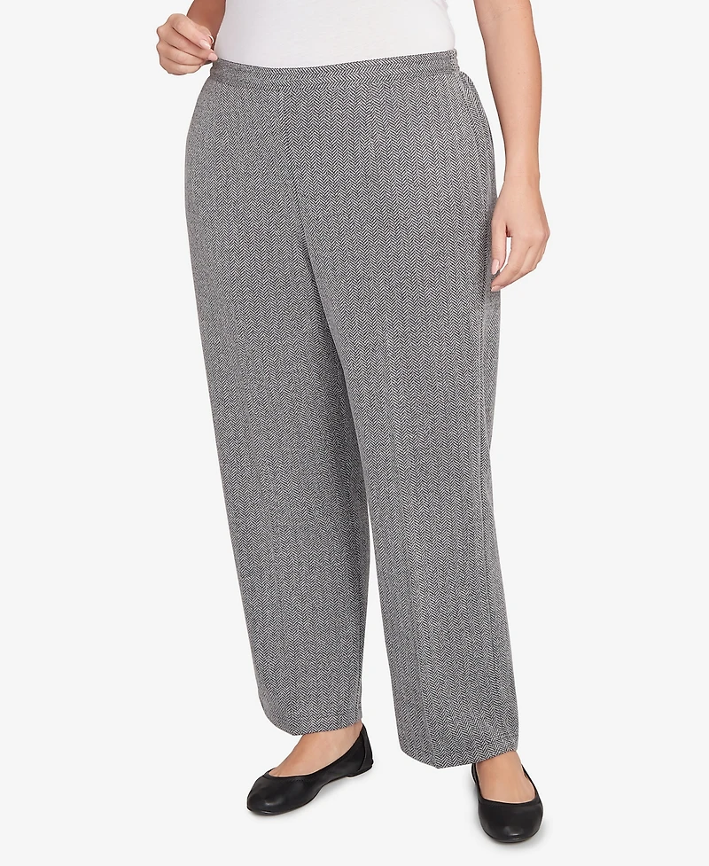 Alfred Dunner Plus Jet Setter Herringbone Knit Short Length Pants