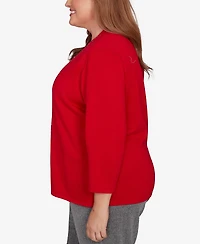 Alfred Dunner Plus Jet Setter Geometric Inner Two One Sweater