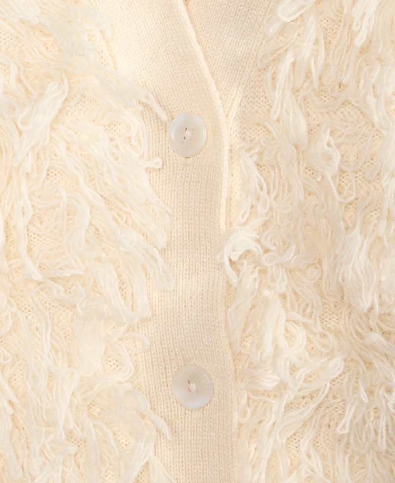 I.n.c. International Concepts Women's Fuzzy Oversized V-Neck Cardigan Sweater, Macy's Exclusive