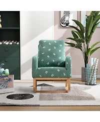 1-Piece Green Wooden Rocking Chair for Living Room Baby Kids Room