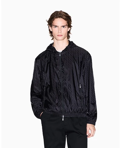 A|X Armani Exchange Men's Jacquard Allover Logo Windbreaker Jacket