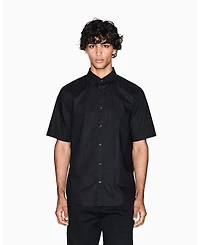 A|X Armani Exchange Men's Short Sleeve Cotton Jacquard Allover Logo Woven Shirt