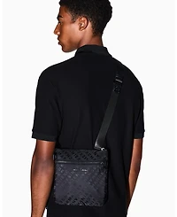 A|X Armani Exchange Men's Satin Jacquard Allover Logo Crossbody Bag