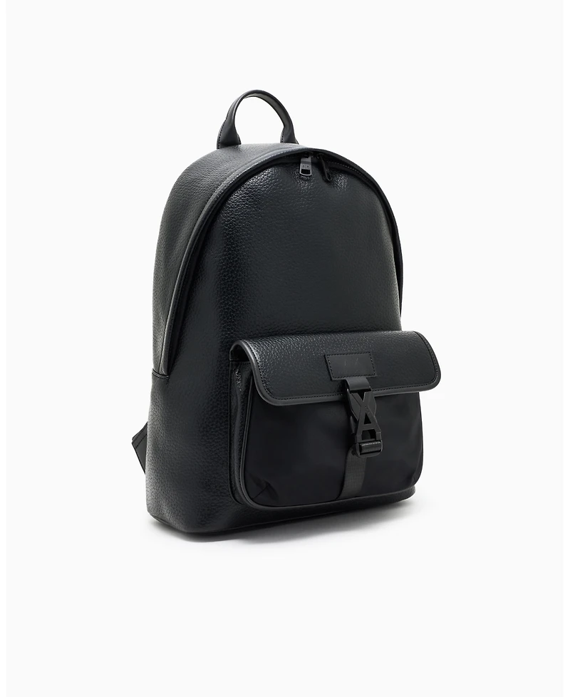 A|X Armani Exchange Men's Pebbled Faux-Leather Buckle Backpack