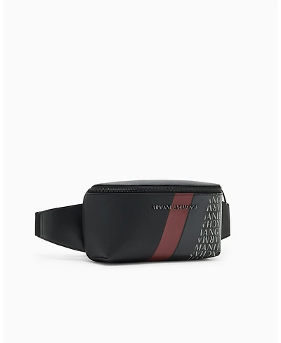 A|X Armani Exchange Men's Striped Detail Logo Graphic Belt Bag