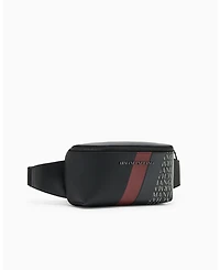 A|X Armani Exchange Men's Striped Detail Logo Graphic Belt Bag