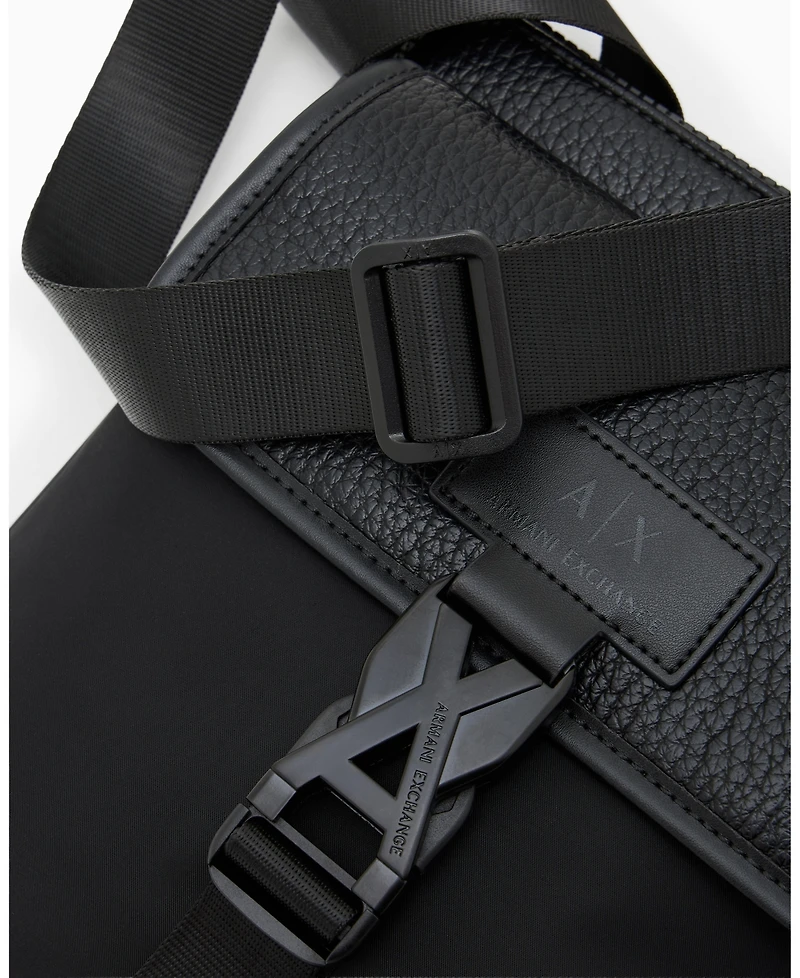 A|X Armani Exchange Men's Pebbled Faux-Leather Buckle Crossbody Bag