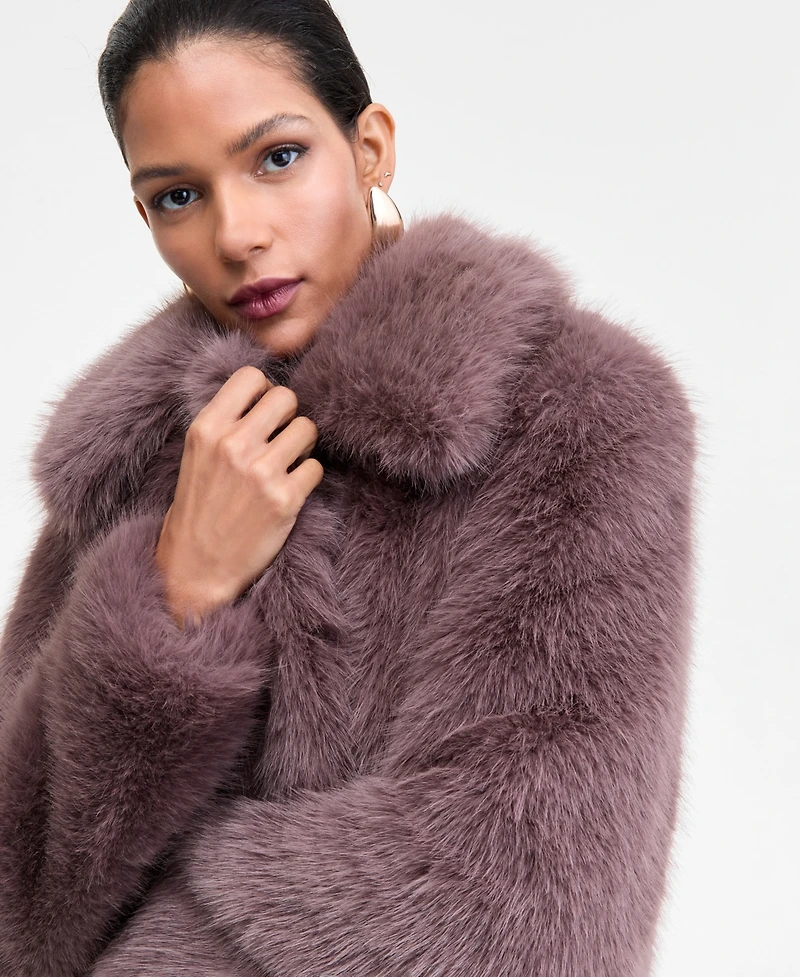 I.n.c. International Concepts Women's Lapel Collar Faux-Fur Coat, Macy's Exclusive