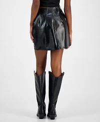 Bar Iii Women's Crocodile-Embossed Faux Leather Mini Skirt, Macy's Exclusive