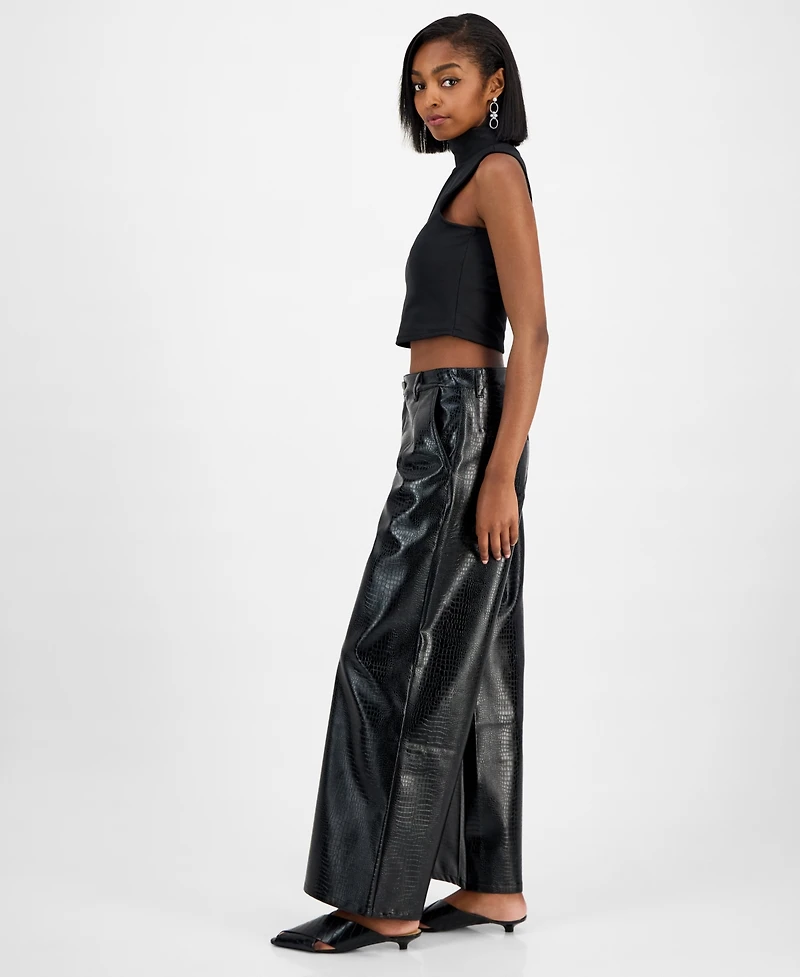 Bar Iii Women's Crocodile-Embossed Faux Leather Pants, Macy's Exclusive
