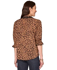Democracy Petite Below Elbow Lantern Sleeve Top