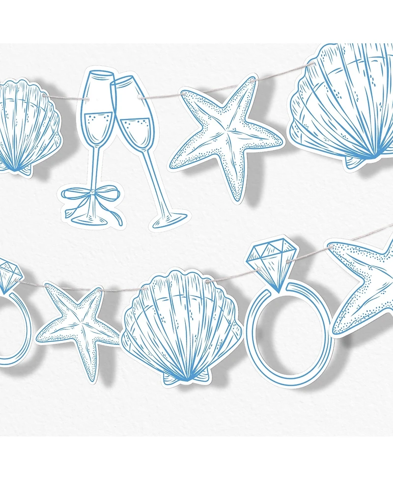 Last Toast on the Coast Banner, 30 Feet of Cord, 15 Double-Sided Beach Pieces