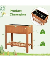 Gymax Raised Garden Bed 39'' L x 19.5'' W x 39'' H Fir Wood Planter Box w/ Bottom Storage Shelf