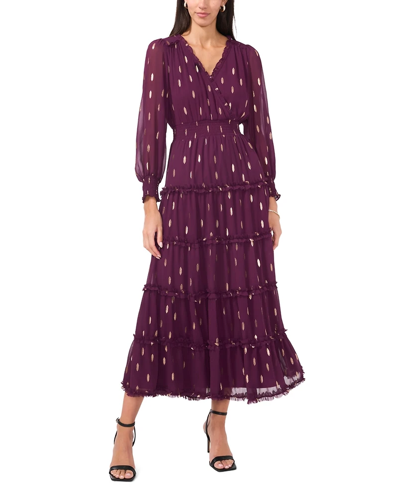 Msk Petite Chiffon Long Sleeves Maxi Dress