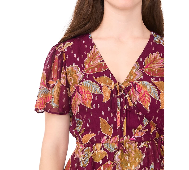 Msk Petite Short Sleeves Knee Length Dress