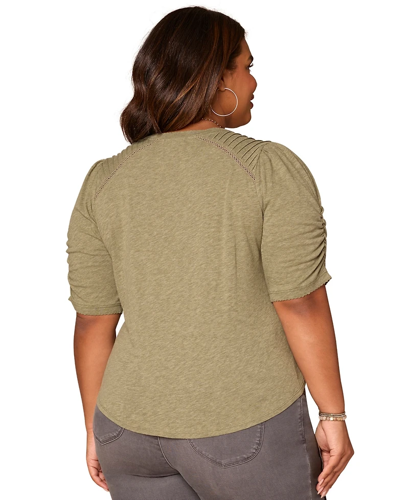 Democracy Plus Puff-Sleeve V-Neck Top