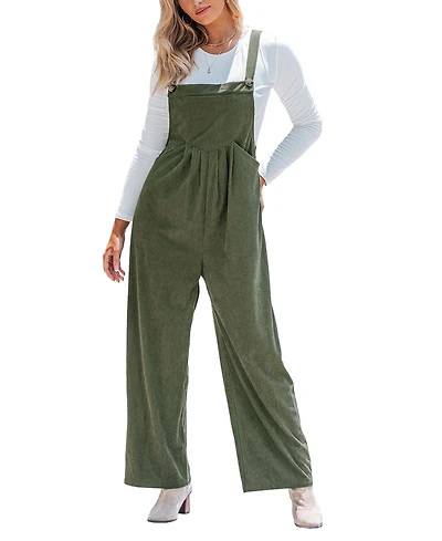Cupshe Women's Chic Corduroy Wide-Leg Overalls