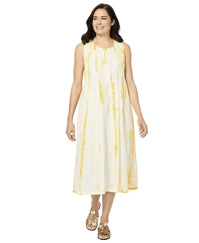 Woman Within Plus Size Sleeveless Pintuck Tie-Dye Dress