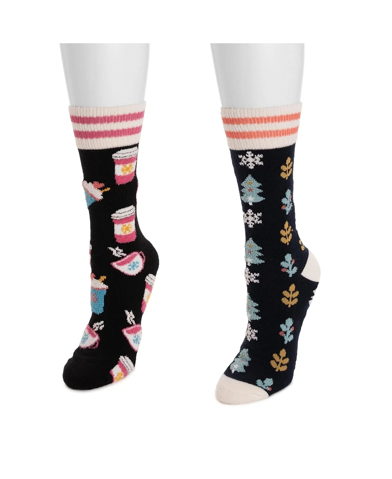 Muk Luks Women's Novelty Cozy Lounge Socks 2 Pack