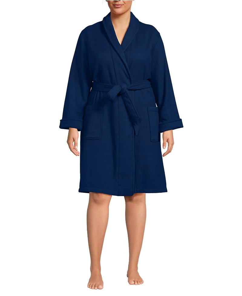 Lands' End Women's Plus Cotton Terry Knee Length Spa Bath Robe