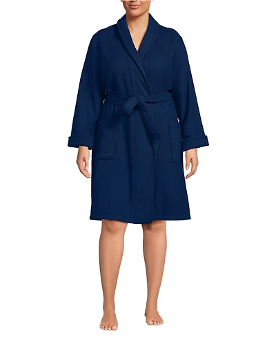 Lands' End Women's Plus Cotton Terry Knee Length Spa Bath Robe