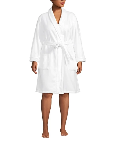 Lands' End Women's Plus Cotton Terry Knee Length Spa Bath Robe